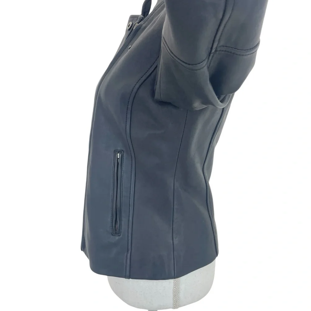 Reiss Lambskin Leather Jacket Medium Black - Picture 8 of 16